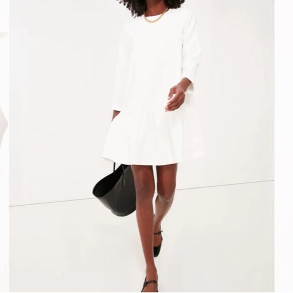 Tuckernuck Pierce white drop waist pleated flounce skirt dress size Small NWT